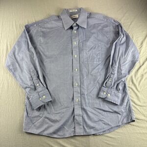 Vintage Louis Roth Shirt Men 16.5 Blue 2 Ply Queens Oxford Long Sleeve Button Up